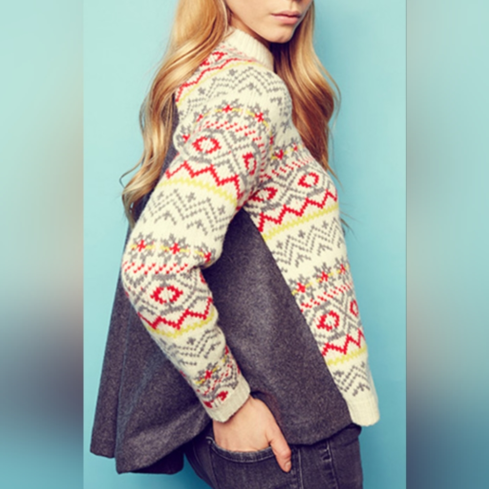 Paul & Joe Sister Anthropologie Womens Wool Blend Jumper Sweater Back Cape Small